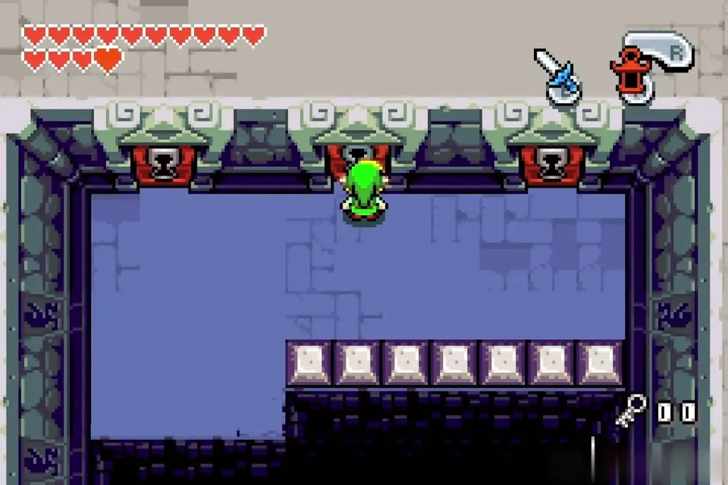 Link at the middle door of the three keyholes
