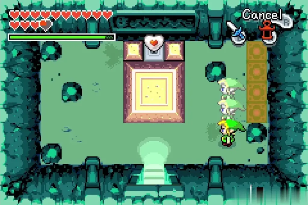 Three Links standing on the coloured pads at once in the grave cavern