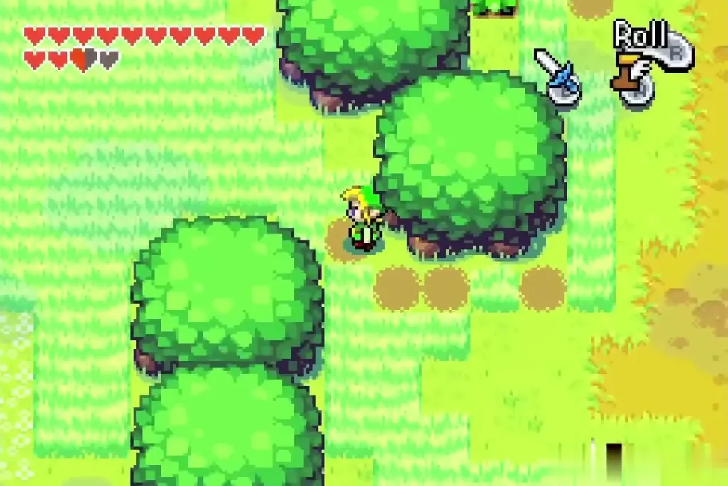 Link walking the dirt path through the grass of the Trilby Highlands
