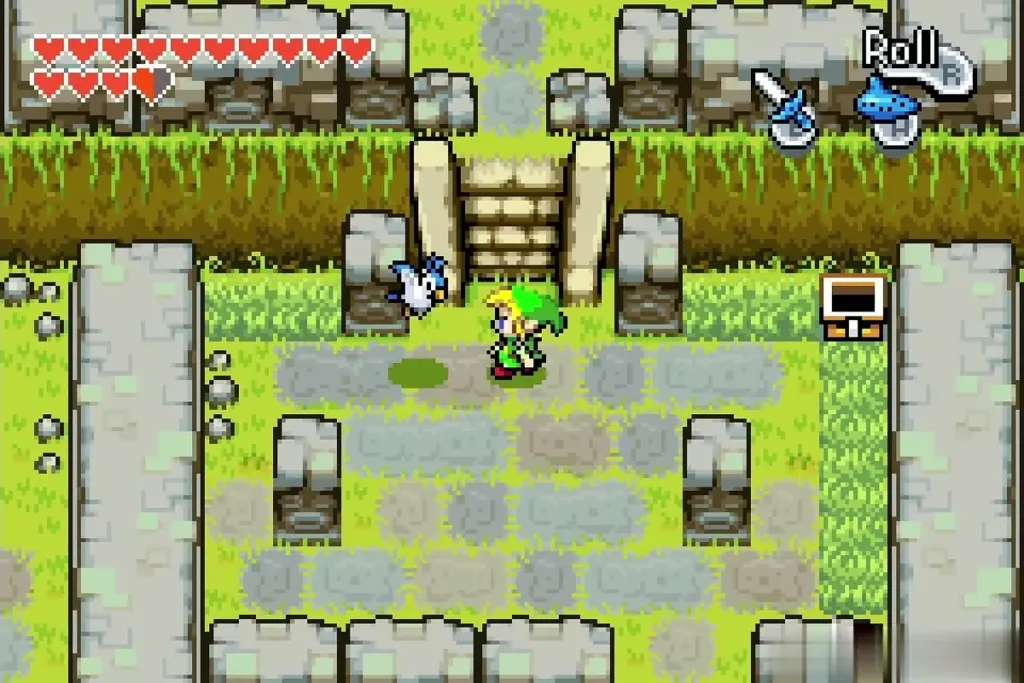 Link in the Wind Ruins courtyard next to the chest he just opened