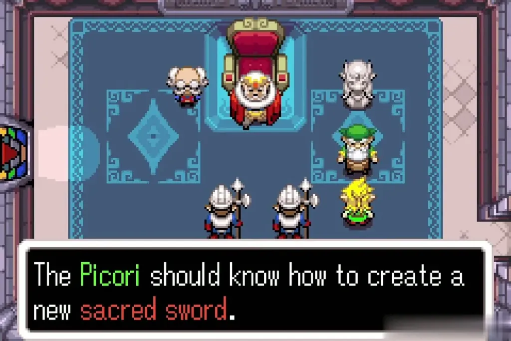 King Daltus explaining the Picori can create a new sacred sword