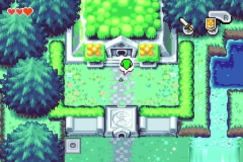Link approaching the entrance of Deepwood Shrine