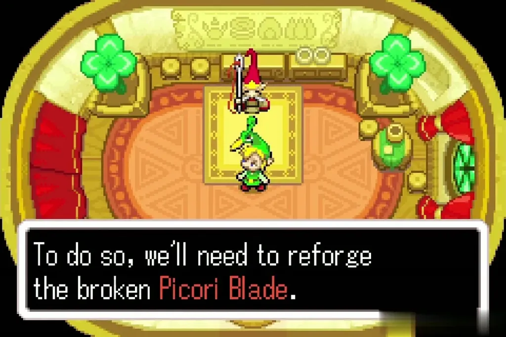 The Elder explaining that the broken Picori Blade must be reforged