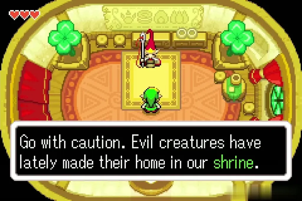 The Elder warning Link about evil creatures in the shrine