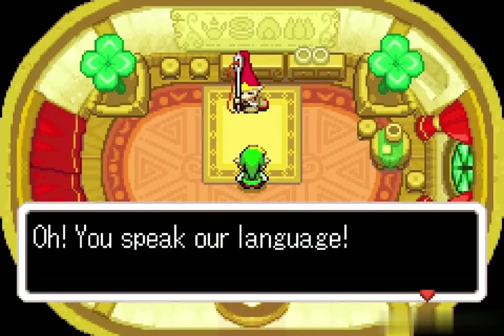 The Elder greeting Link in his round yellow hall