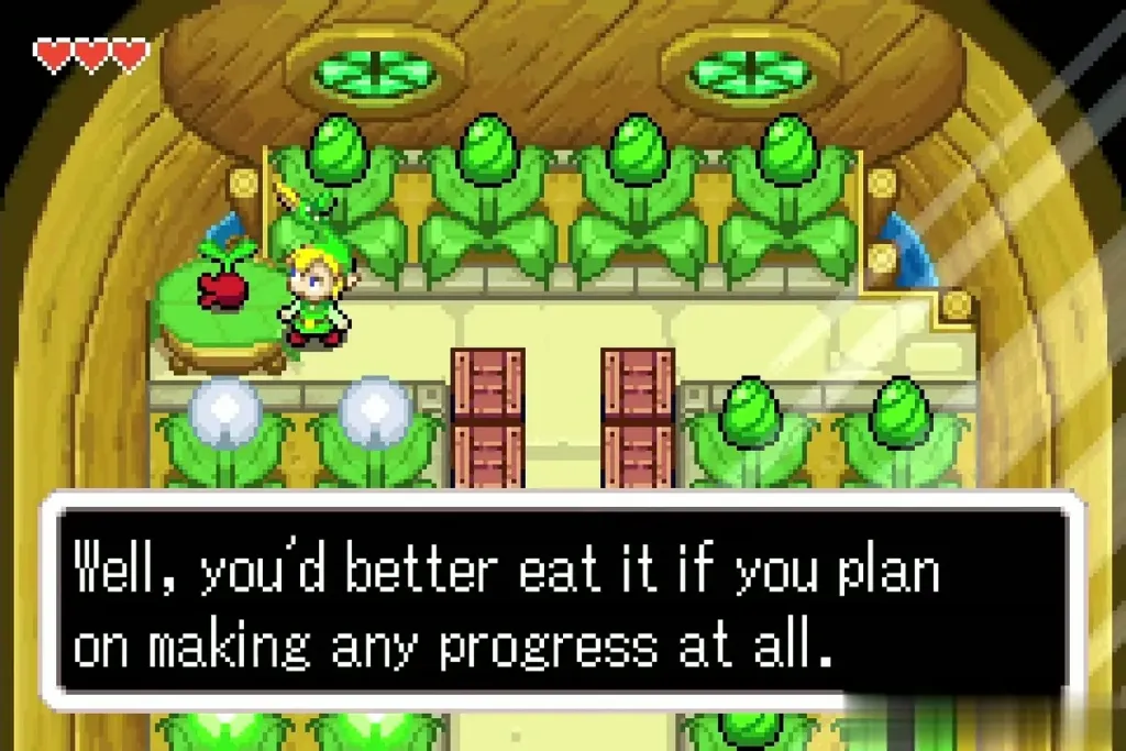 Ezlo telling Link he had better eat the Jabber Nut