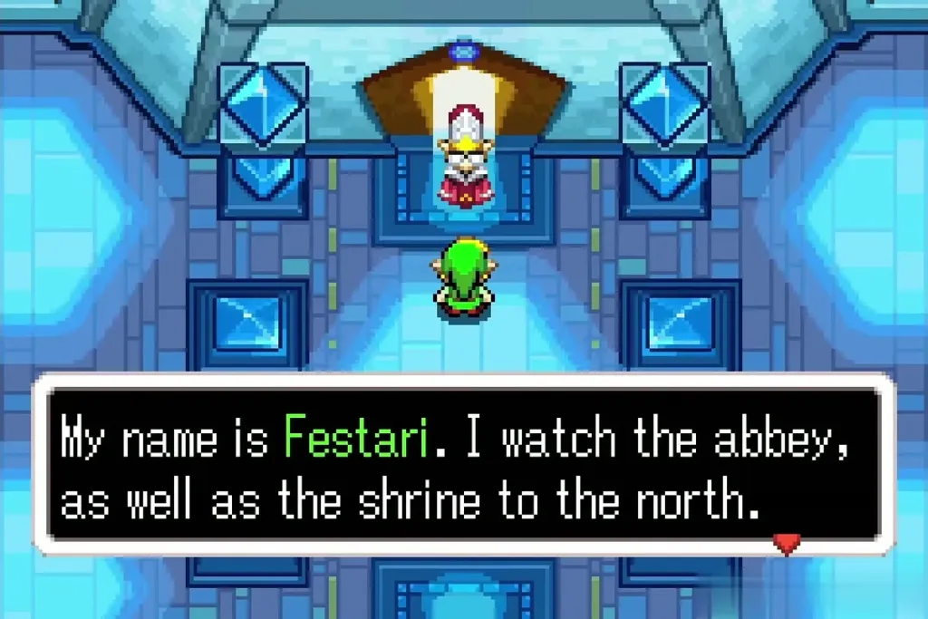Festari saying he watches the abbey and the shrine to the north