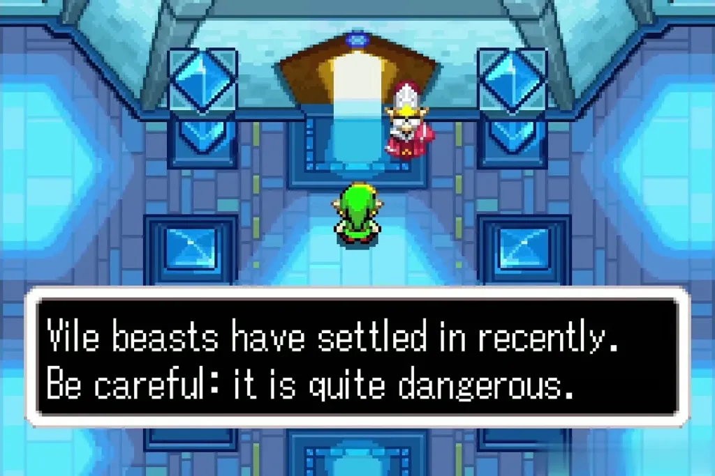 Festari stepping aside to open the passage while warning of vile beasts