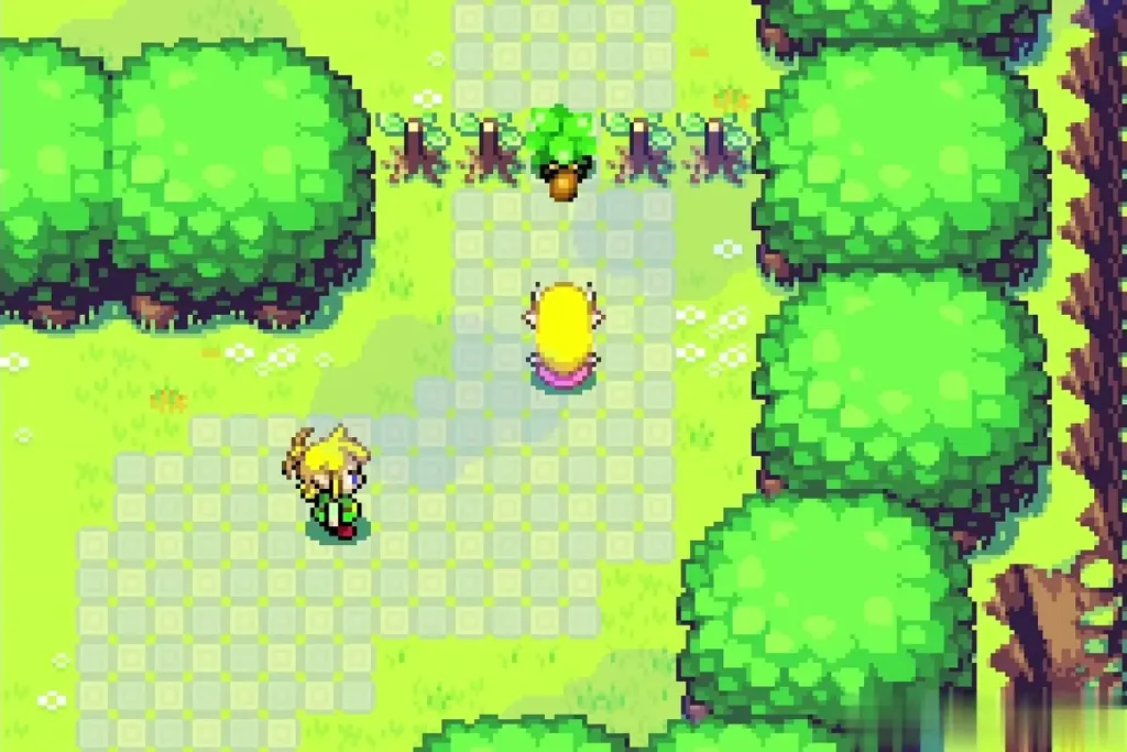 Business Scrub peeking from the bushes ahead of Link