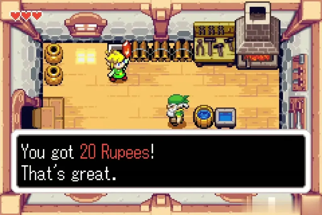 Link opening the chest and getting 20 rupees