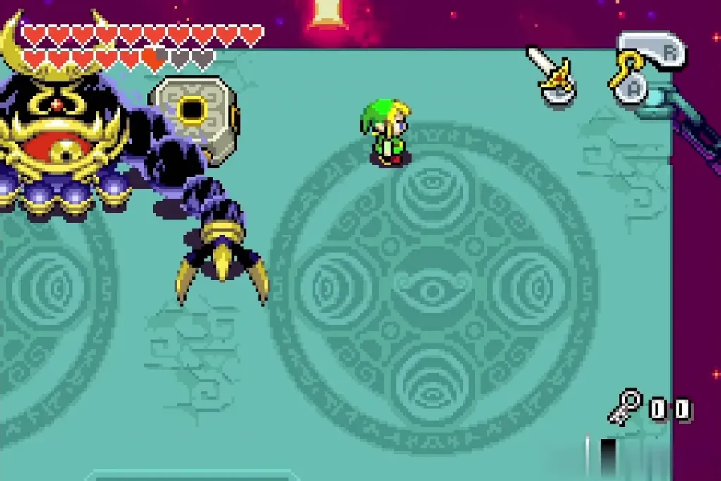 Link at normal size in the arena beside Vaati's Wrath Link at normal size in the arena beside Vaati's Wrath