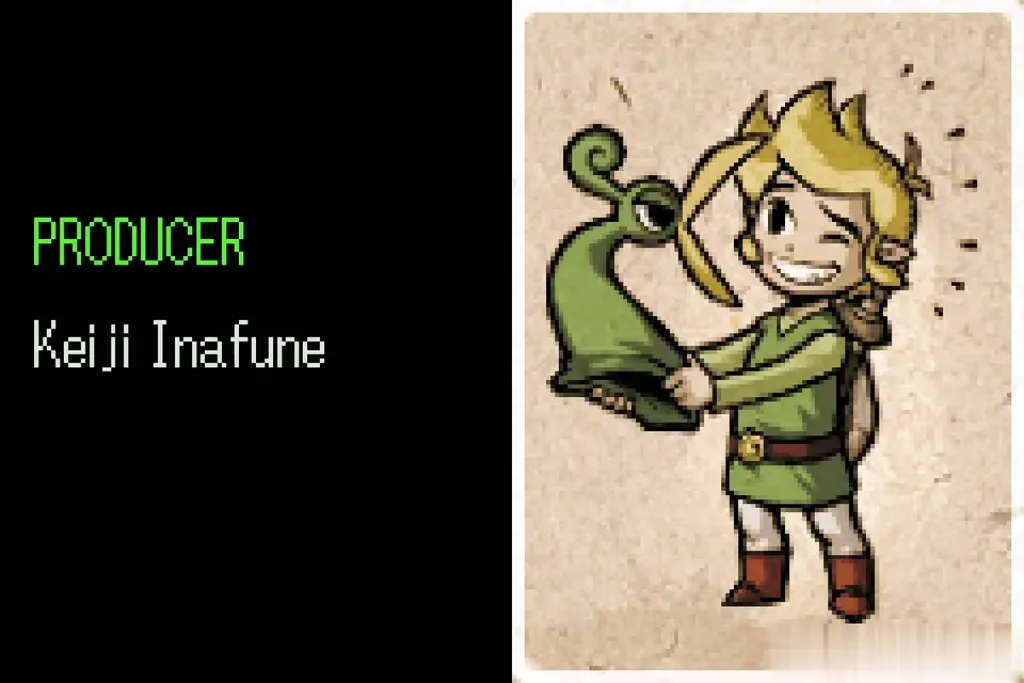Credits card showing Link holding Ezlo's cap beside the producer name Credits card showing Link holding Ezlo's cap beside the producer name