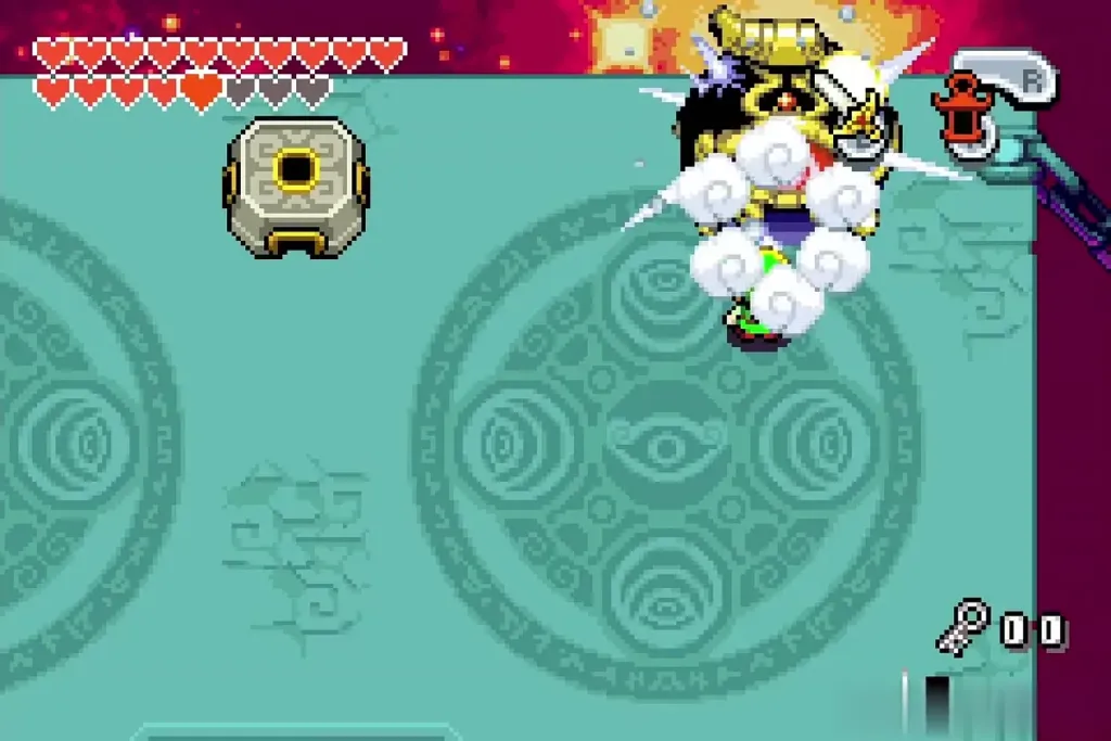 Link's final slashes on Vaati's Wrath in a burst of smoke Link's final slashes on Vaati's Wrath in a burst of smoke
