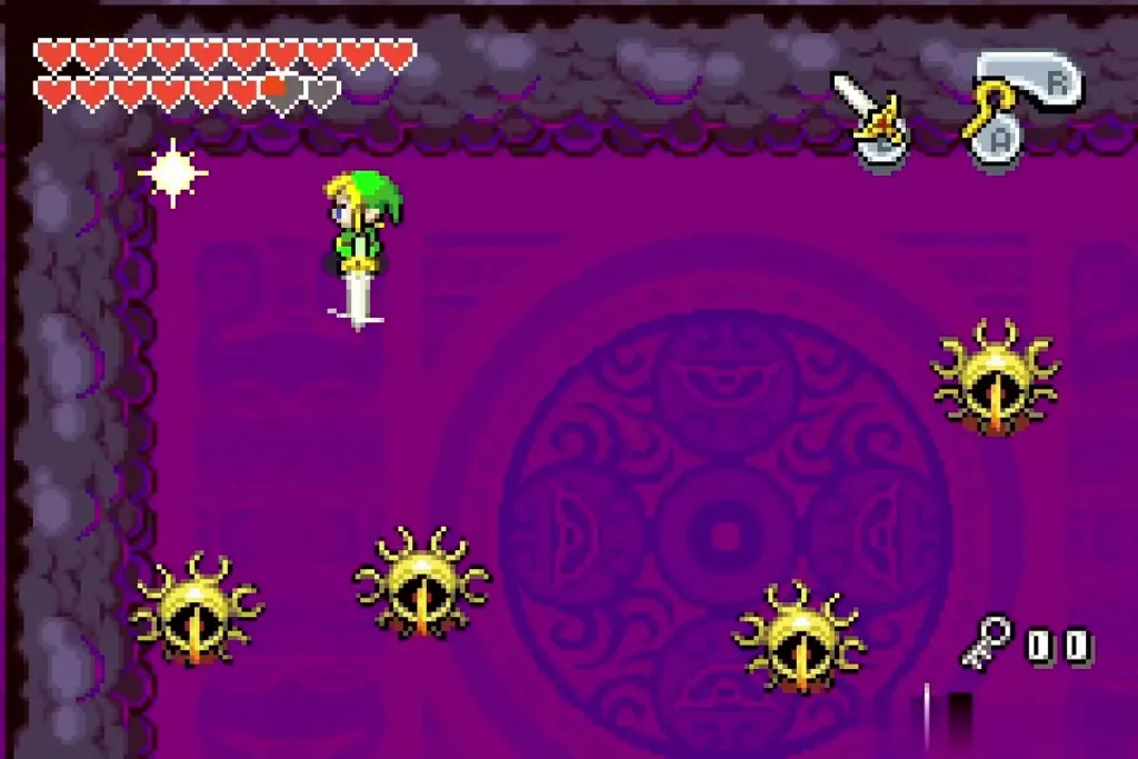 Link with sword raised among eyes all staring the same way Link with sword raised among eyes all staring the same way