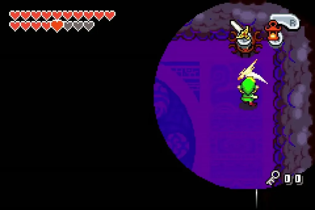 Link with the lantern searching the dark arm among the eyes Link with the lantern searching the dark arm among the eyes