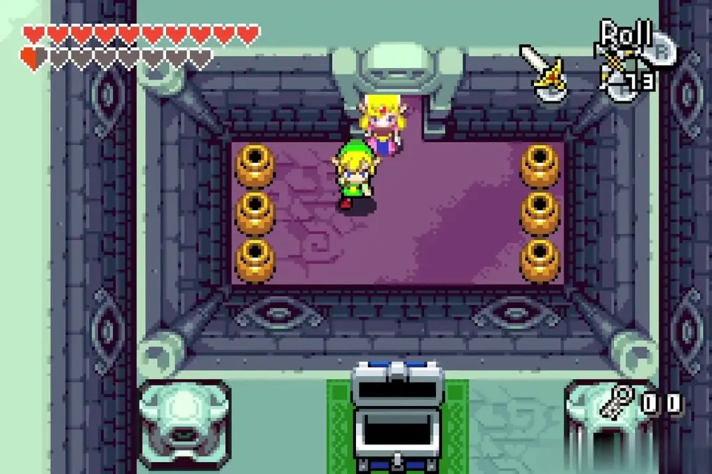 Side room with two rows of pots and a chest at the entrance Side room with two rows of pots and a chest at the entrance