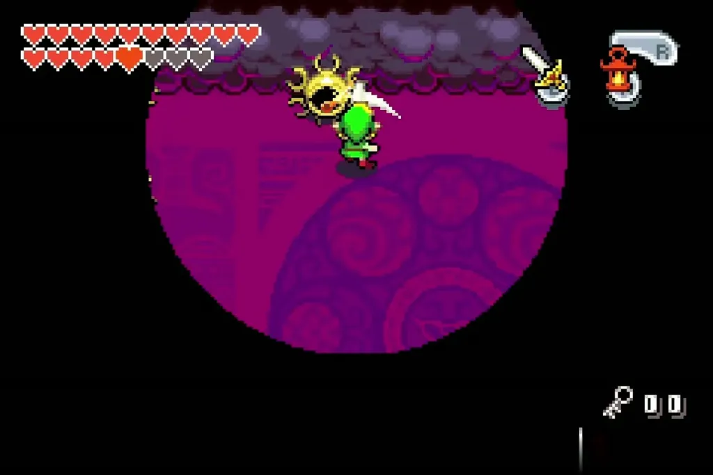 Link slashing the odd eye in the dark arm Link slashing the odd eye in the dark arm