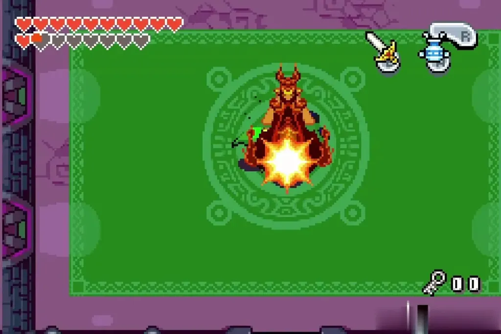 Vaati Reborn engulfed in flame after a sword hit Vaati Reborn engulfed in flame after a sword hit