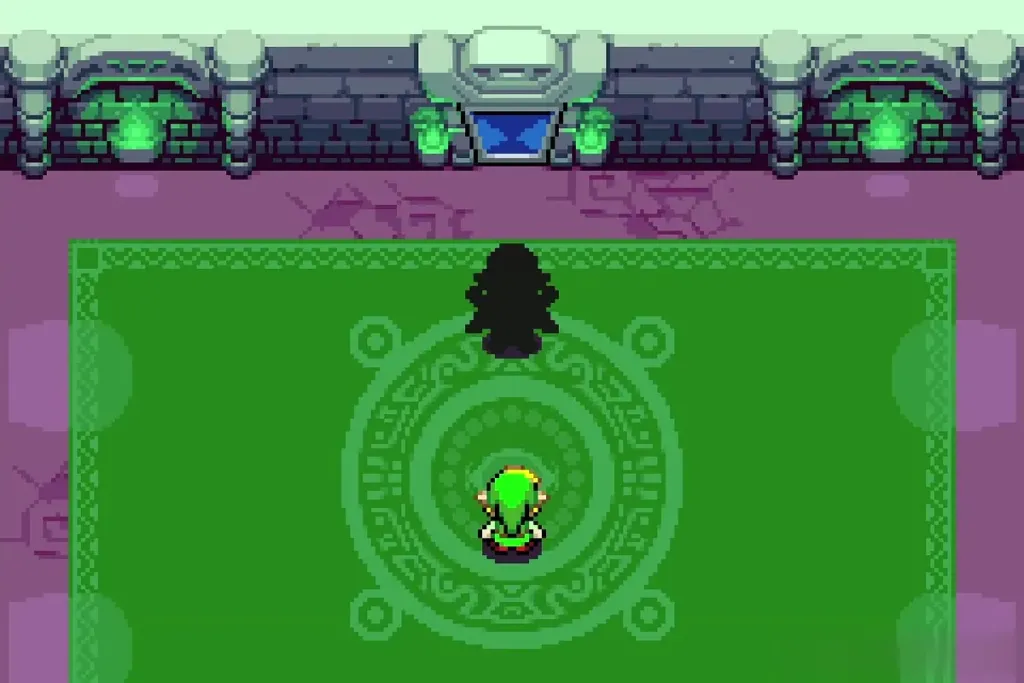 Vaati as a dark silhouette in the green arena before Link Vaati as a dark silhouette in the green arena before Link