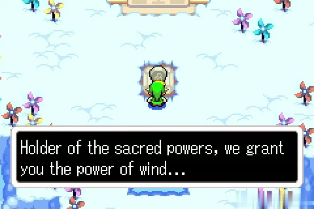 Link at the Cloud Tops tablet as it grants the power of wind Link at the Cloud Tops tablet as it grants the power of wind