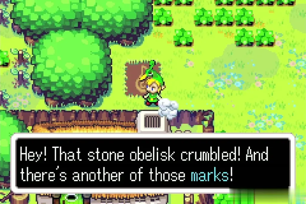 The stone north of Link's house crumbled into a wind symbol The stone north of Link's house crumbled into a wind symbol