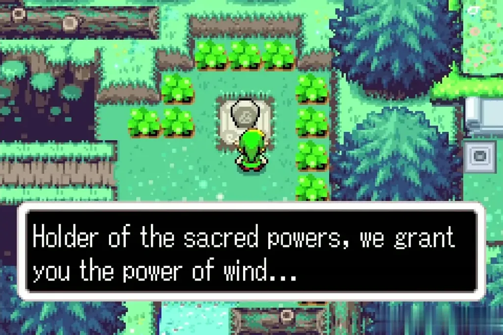 Link at the stone marker as it grants the power of wind Link at the stone marker as it grants the power of wind