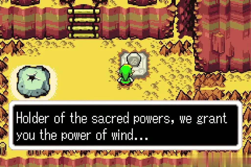 Link at the Mt. Crenel stone as it grants the power of wind Link at the Mt. Crenel stone as it grants the power of wind