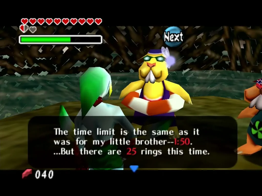 The older beaver brother in a life ring, the box announcing a second race with 25 rings The older beaver brother in a life ring, the box announcing a second race with 25 rings