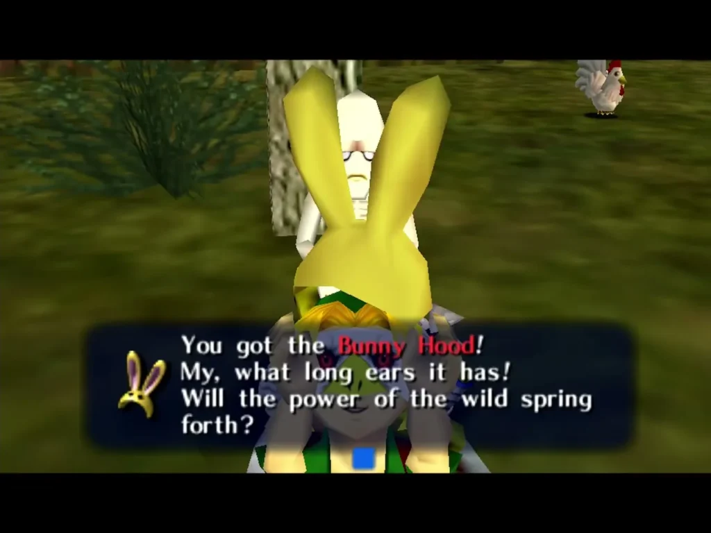 Link wearing the Bunny Hood with the box reading You got the Bunny Hood Link wearing the Bunny Hood with the box reading You got the Bunny Hood