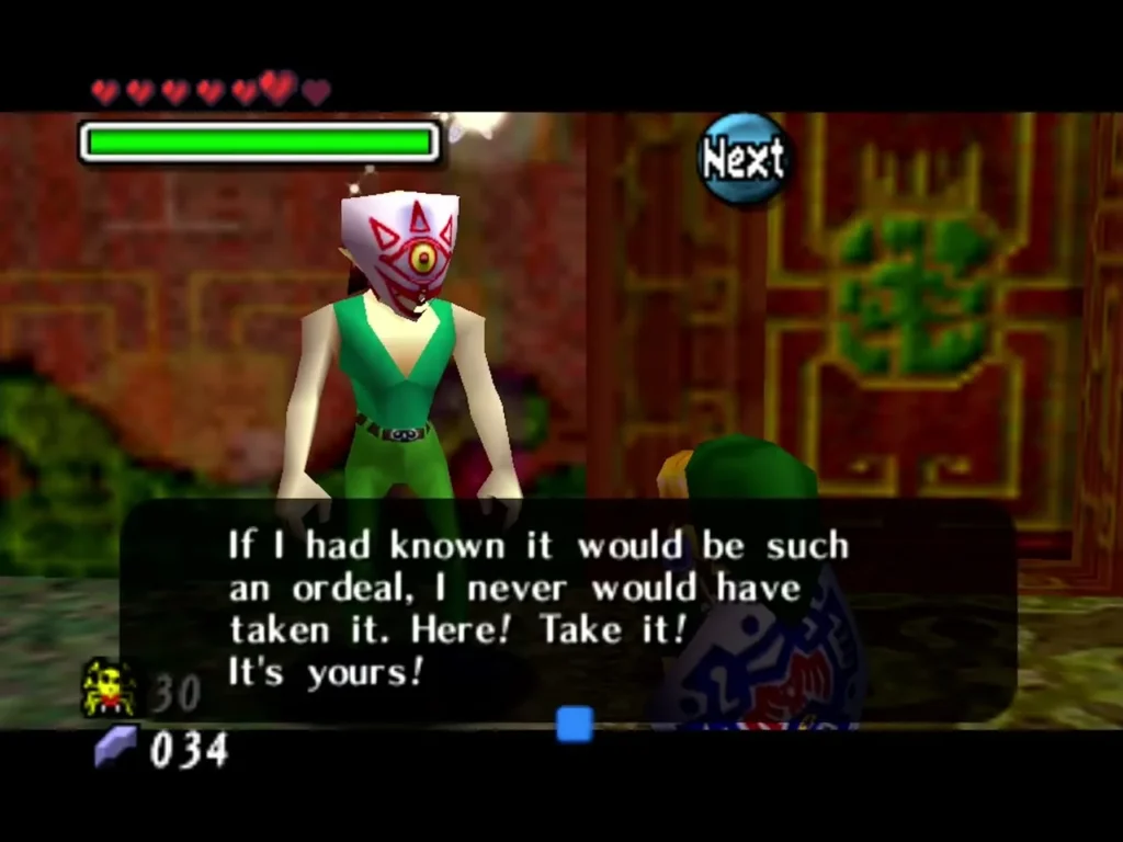 The man cursed in the Swamp Spider House, wearing the red-eyed mask, saying Link can take it for his own The man cursed in the Swamp Spider House, wearing the red-eyed mask, saying Link can take it for his own