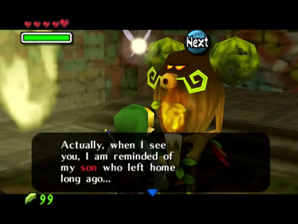 The Deku Butler saying Link reminds him of his son who left home long ago The Deku Butler saying Link reminds him of his son who left home long ago