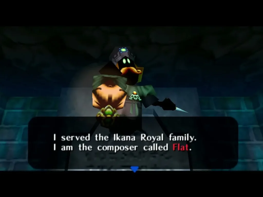 The ghost Flat says he served the Ikana Royal family and is the composer called Flat The ghost Flat says he served the Ikana Royal family and is the composer called Flat