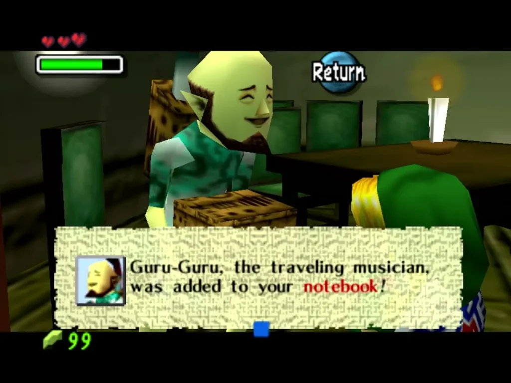 The box saying Guru-Guru, the traveling musician, was added to the notebook, with the musician beside Link The box saying Guru-Guru, the traveling musician, was added to the notebook, with the musician beside Link