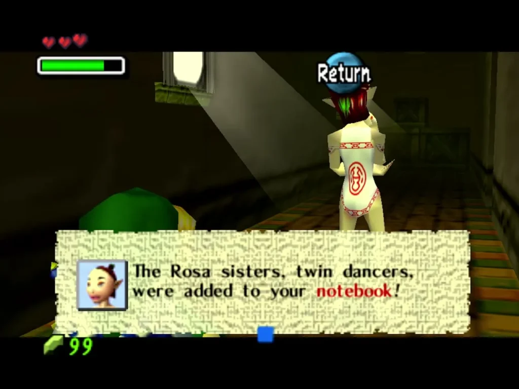 The box saying the Rosa sisters, twin dancers, were added to the Bombers' Notebook, with a dancer behind it The box saying the Rosa sisters, twin dancers, were added to the Bombers' Notebook, with a dancer behind it