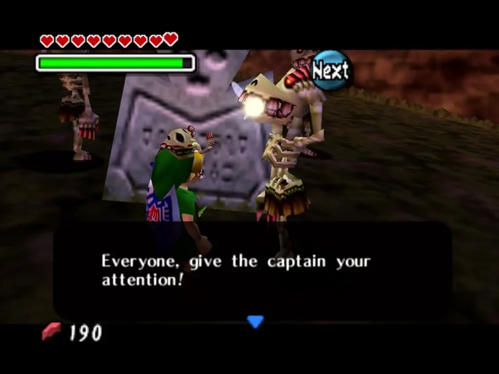 Link in the Captain's Hat as the Stalchildren say everyone should give the captain their attention Link in the Captain's Hat as the Stalchildren say everyone should give the captain their attention