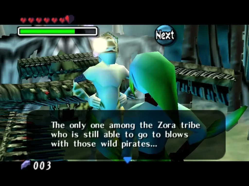 A Zora in Zora Hall says he is the only one of his tribe who can fight the pirates A Zora in Zora Hall says he is the only one of his tribe who can fight the pirates