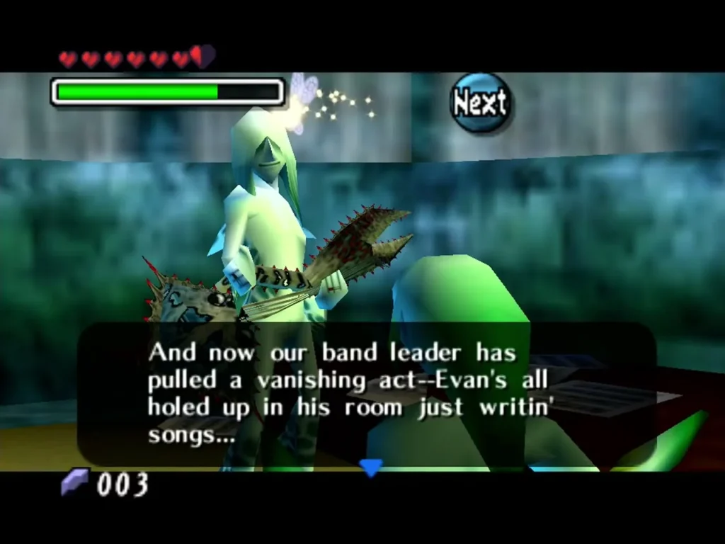 A Zora in Zora Hall says band leader Evan has shut himself in his room to write songs A Zora in Zora Hall says band leader Evan has shut himself in his room to write songs