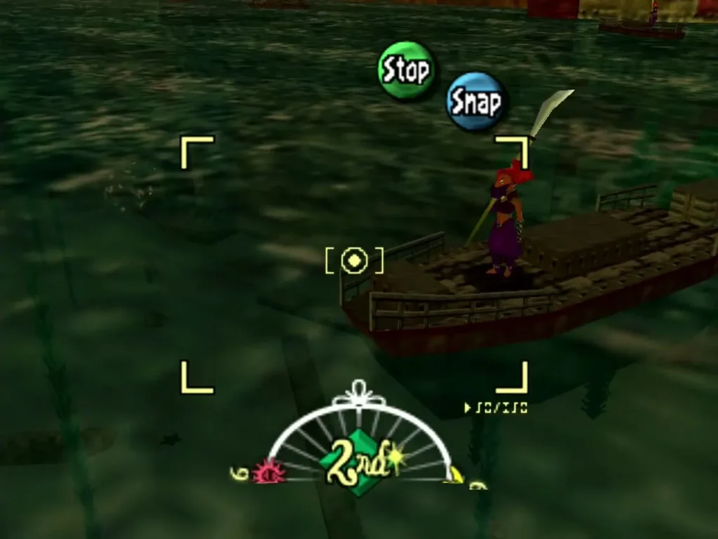 A pirate guard with a scimitar stands on a patrol boat on the water outside the Pirates' Fortress A pirate guard with a scimitar stands on a patrol boat on the water outside the Pirates' Fortress