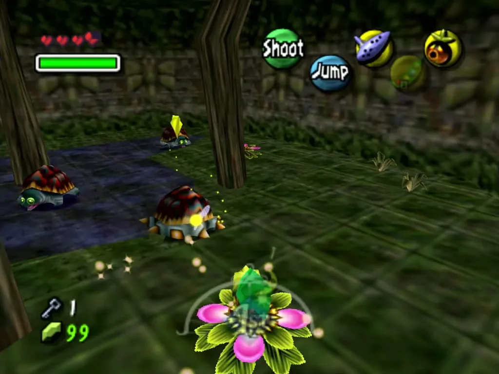 Snappers with spiked shells on a Woodfall Temple floor, with a Deku flower in the foreground Snappers with spiked shells on a Woodfall Temple floor, with a Deku flower in the foreground
