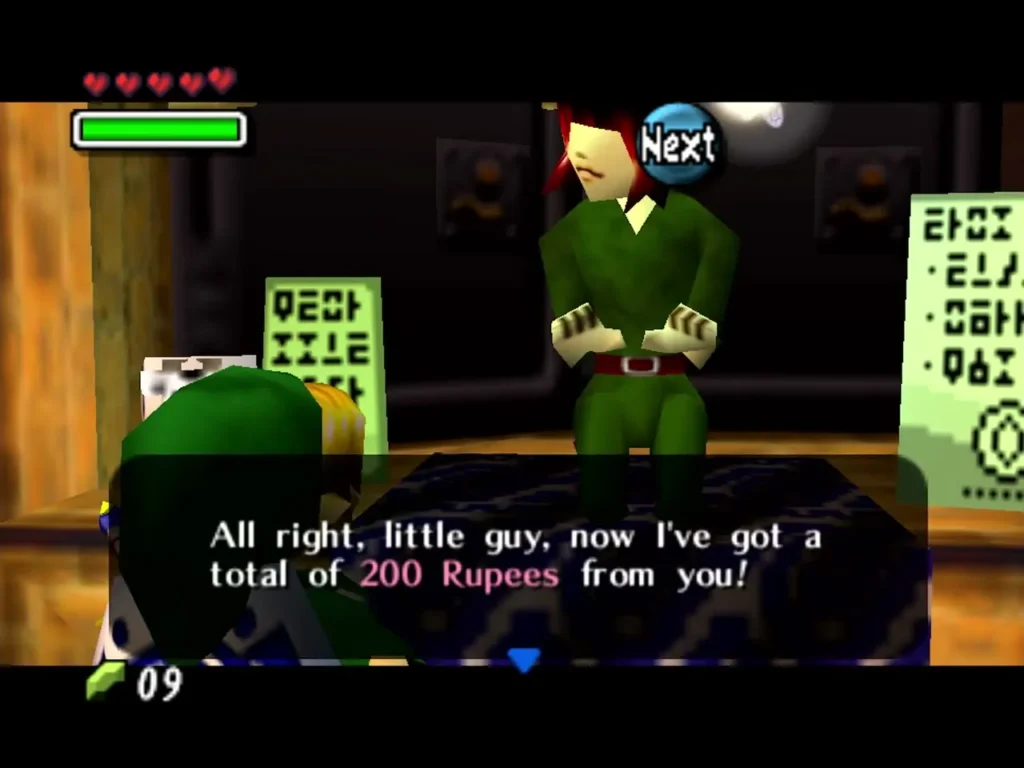 Bank clerk telling Link he now has a total of 200 Rupees from him Bank clerk telling Link he now has a total of 200 Rupees from him