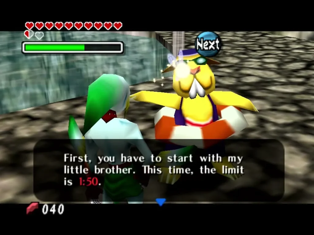 The big beaver brother telling Link to start with his little brother again, with a shorter time limit The big beaver brother telling Link to start with his little brother again, with a shorter time limit