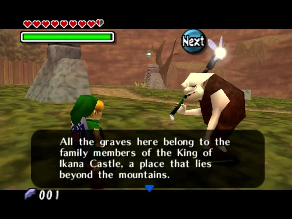 Dampe the grave keeper telling Link the graves belong to the Ikana Castle royal family Dampe the grave keeper telling Link the graves belong to the Ikana Castle royal family