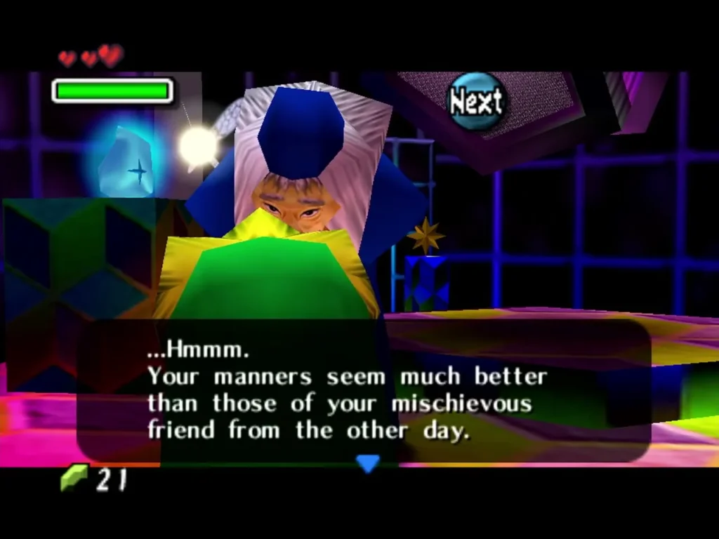 The Astral Observatory astronomer speaking to Deku Link beside a glowing Moon's Tear The Astral Observatory astronomer speaking to Deku Link beside a glowing Moon's Tear