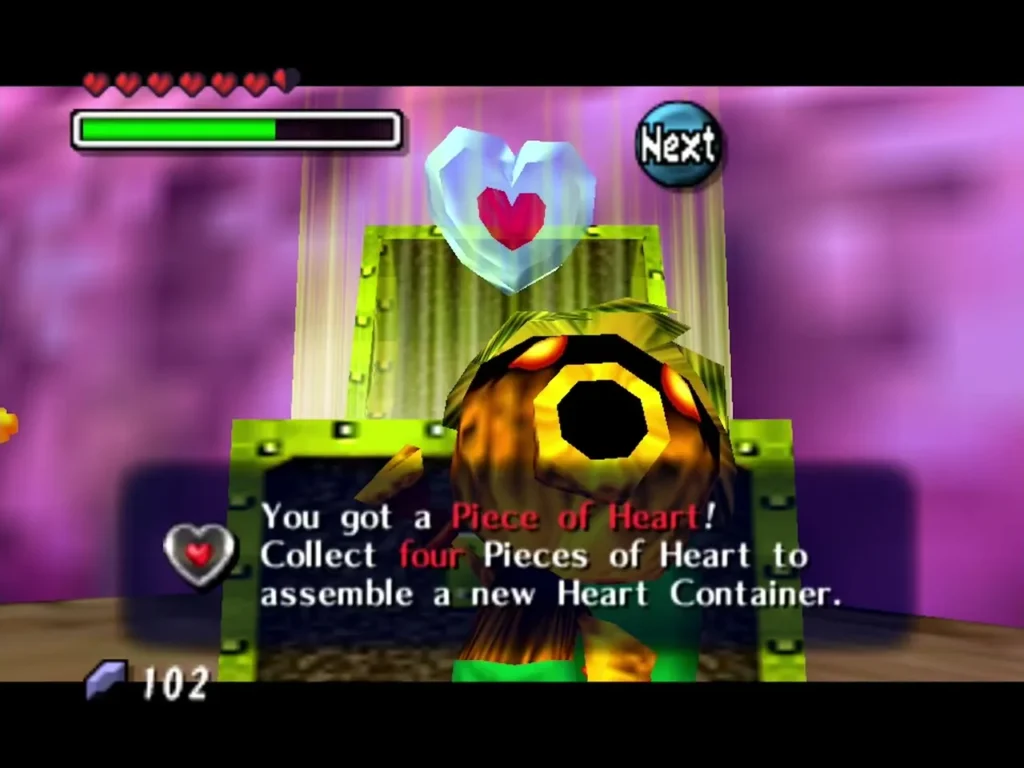 Woodfall chest opened with the You got a Piece of Heart message box Woodfall chest opened with the You got a Piece of Heart message box