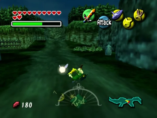 Link running along the Milk Road with a patch of rustling grass at the roadside ahead