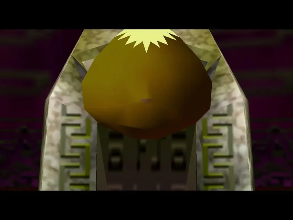 Darmani's spirit rising out of his grave in the Goron Graveyard
