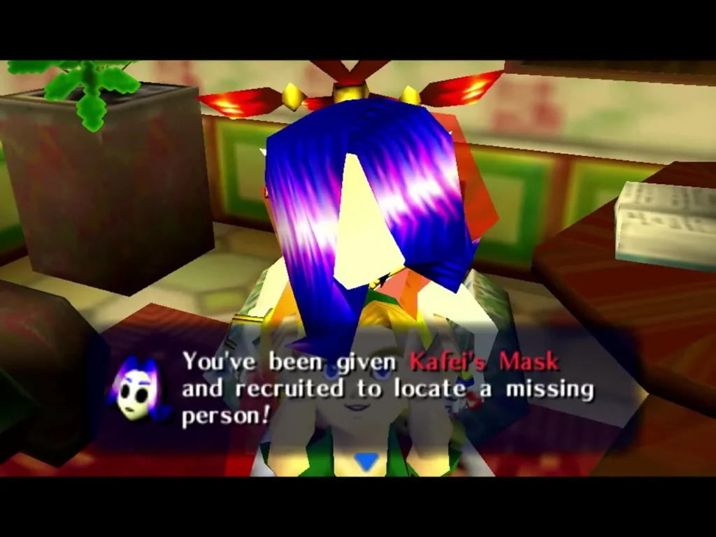 Link in Kafei's Mask with the You've been given Kafei's Mask message box
