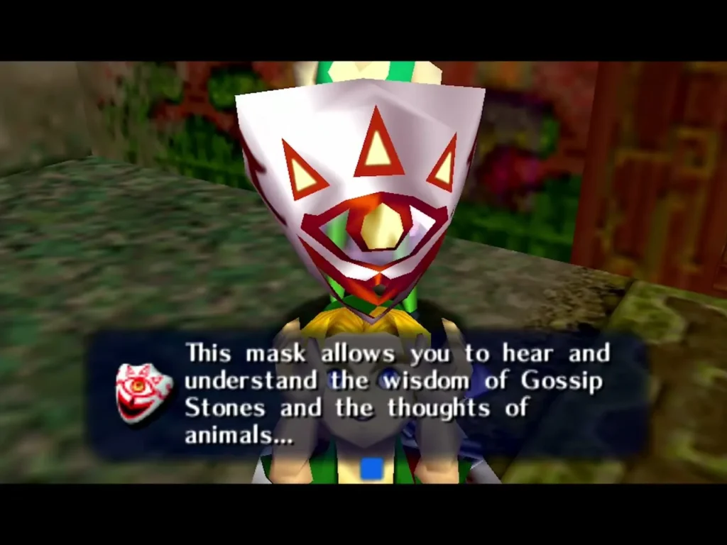 Message box explaining that the Mask of Truth lets Link hear Gossip Stones and animals