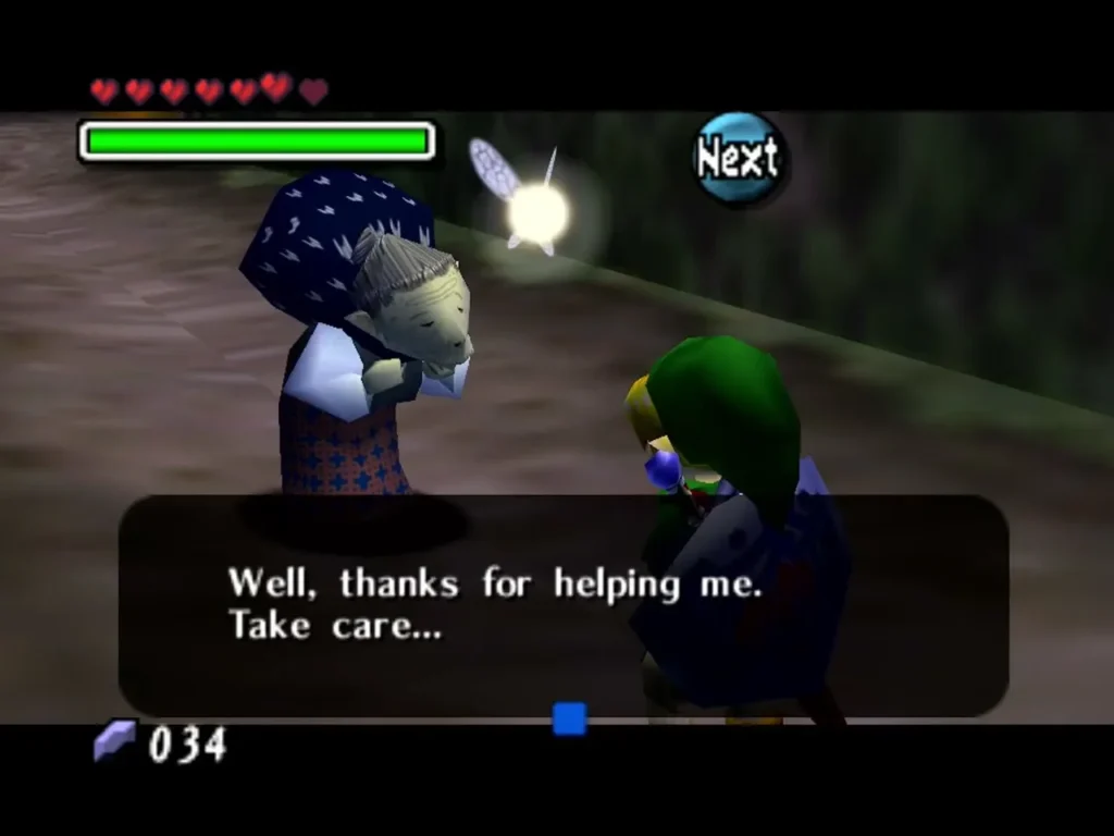Old Lady thanking Link after he returned her bag