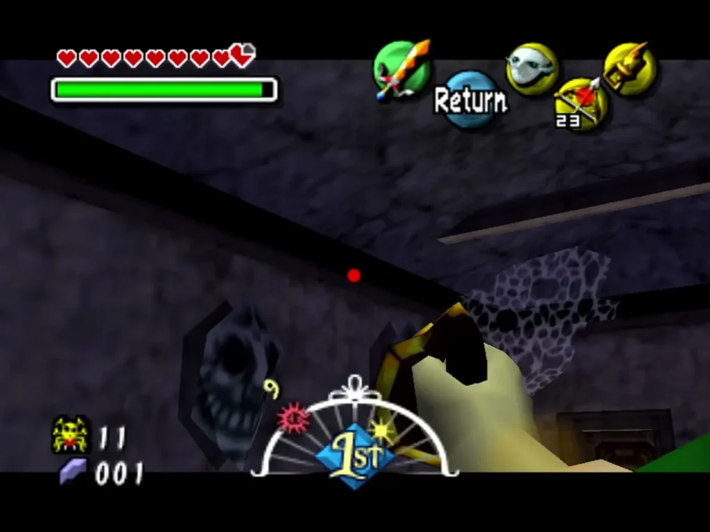 Cobweb stretched across a dark wall beside a carved skull in the Spider House Cobweb stretched across a dark wall beside a carved skull in the Spider House